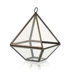 KDMD Glass Terrarium - Small Diamond in Brown