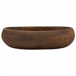 Berkfield Home Countertop Basin Brown Oval 59x40x15 cm Ceramic - Size: 59 x 40 x 15 cm - thumbnail 3