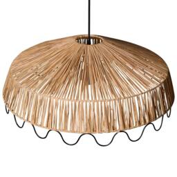 Wyld and Coco Handwoven Raffia Rattan Pendant Lamp Natural Boho Ceiling Light - thumbnail 5