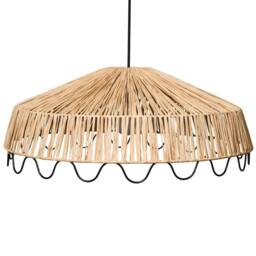 Wyld and Coco Handwoven Raffia Rattan Pendant Lamp Natural Boho Ceiling Light - thumbnail 2