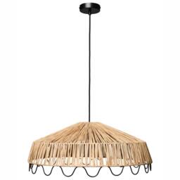 Wyld and Coco Handwoven Raffia Rattan Pendant Lamp Natural Boho Ceiling Light - thumbnail 4