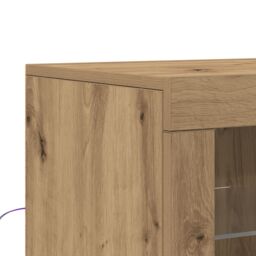 Berkfield Home Side Cabinets with LED Lights 2 pcs Artisan Oak 41x37x67 cm in Brown - Size: 41 x 37 x 67 cm - thumbnail 9