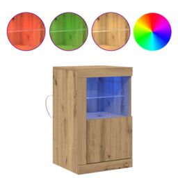 Berkfield Home Side Cabinets with LED Lights 2 pcs Artisan Oak 41x37x67 cm in Brown - Size: 41 x 37 x 67 cm - thumbnail 4