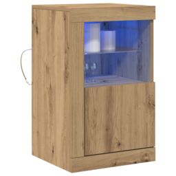 Berkfield Home Side Cabinets with LED Lights 2 pcs Artisan Oak 41x37x67 cm in Brown - Size: 41 x 37 x 67 cm - thumbnail 3