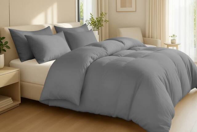 Pamposh 400TC Egyptian Cotton Duvet Cover Set With Hidden Zipper Closure in Grey - Size: Double - image 1