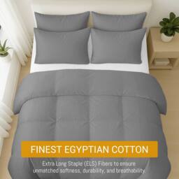 Pamposh 400TC Egyptian Cotton Duvet Cover Set With Hidden Zipper Closure in Grey - Size: Double - thumbnail 2