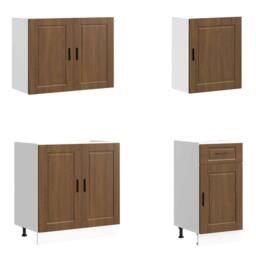 Berkfield Home 7 Piece Kitchen Cabinet Set Kalmar Brown Oak Engineered Wood - thumbnail 4
