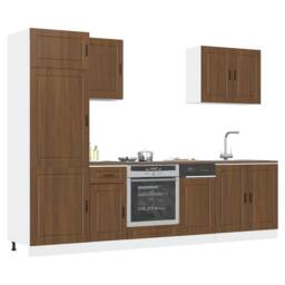 Berkfield Home 7 Piece Kitchen Cabinet Set Kalmar Brown Oak Engineered Wood - thumbnail 1