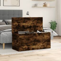 Berkfield Home Storage Box Smoked Oak 100x42x46 cm Engineered Wood in Brown - Size: 100 x 42 x 46 cm - thumbnail 3