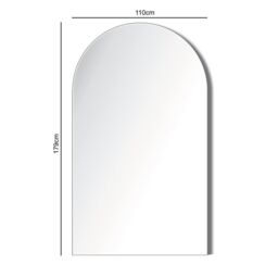 Home Garden Direct Albano Extra Large Frameless Arched Full Length Mirror 179x110cm in Clear - Size: 179x110 cm - thumbnail 5