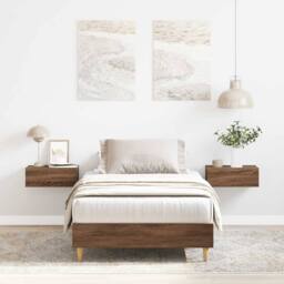 Berkfield Home Durable Bed Frame No Mattress Brown Oak 75x190 cm Small Single En - thumbnail 2
