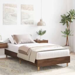 Berkfield Home Durable Bed Frame No Mattress Brown Oak 75x190 cm Small Single En - thumbnail 1