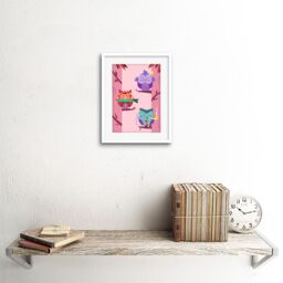 "Artery8 Wall Art Print Kawaii Owls Tree Art Framed 9x7 inch in White - Size: W7"" x H9""" - thumbnail 2