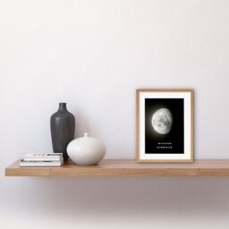 "Artery8 Wall Art Print Phases of the Moon Astronomy Waning Gibbous Lunar Space Poster Artwork Framed 9X7 Inch in Beige - Size: W7"" x H9""" - thumbnail 2