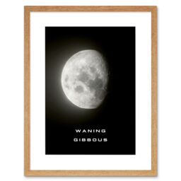 "Artery8 Wall Art Print Phases of the Moon Astronomy Waning Gibbous Lunar Space Poster Artwork Framed 9X7 Inch in Beige - Size: W7"" x H9""" - thumbnail 1