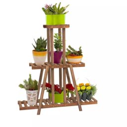 Pirlo Plush 3 Tier Bamboo Indoor Outdoor Living Room Plant Stand in Brown - thumbnail 5