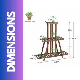 Pirlo Plush 3 Tier Bamboo Indoor Outdoor Living Room Plant Stand in Brown - thumbnail 6