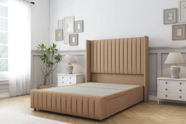 "Sloomy Marlborough Dumfries Divan Base 2 Drawers 54"" Headboard 12""Footboard in Light Brown - Size: King" - image 1