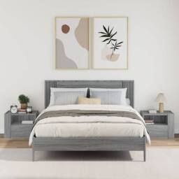 Berkfield Home Wall-mounted Bedside Cabinets 2 pcs Grey Sonoma 45x30x35 cm - Size: 45 x 30 x 35 cm - thumbnail 3