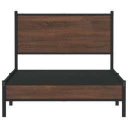 Berkfield Home Metal Bed Frame without Mattress Brown Oak 100x200 cm - thumbnail 5