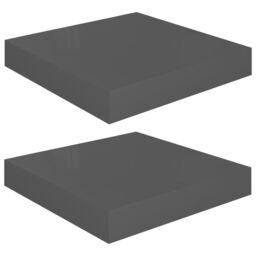 Berkfield Home Floating Wall Shelves 2 pcs High Gloss Grey 23x23.5x3.8 cm MDF - thumbnail 2