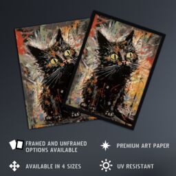 "Artery8 Wall Art Print The Curious Black Cat Painting By Tom Jones Poster - Size: W18"" x H24""" - thumbnail 2