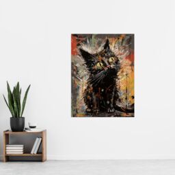 "Artery8 Wall Art Print The Curious Black Cat Painting By Tom Jones Poster - Size: W18"" x H24""" - thumbnail 4