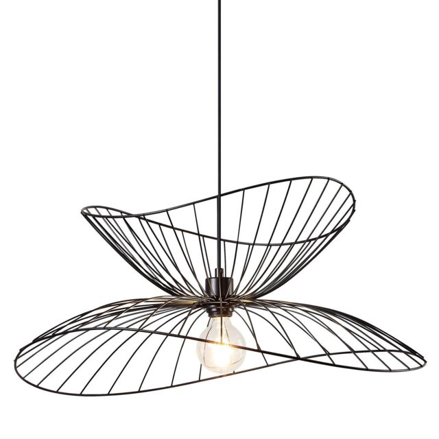 Harper Living Contemporary Medium Black Pendant Ceiling Light Twin Shades made with curved metal threads - image 1