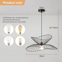Harper Living Contemporary Medium Black Pendant Ceiling Light Twin Shades made with curved metal threads - thumbnail 6