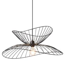 Harper Living Contemporary Medium Black Pendant Ceiling Light Twin Shades made with curved metal threads - thumbnail 1