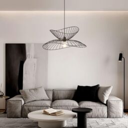 Harper Living Contemporary Medium Black Pendant Ceiling Light Twin Shades made with curved metal threads - thumbnail 2