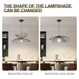 Harper Living Contemporary Medium Black Pendant Ceiling Light Twin Shades made with curved metal threads - thumbnail 5