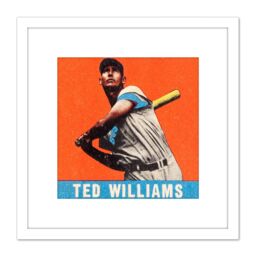Artery8 Leaf Ted Williams Baseball Card Portrait 8X8 Inch Square Wooden Framed Wall Art Print Picture with Mount in White - thumbnail 1