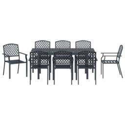 Berkfield Home Modern 9 Piece Garden Dining Set Anthracite Steel in Dark Grey - thumbnail 7