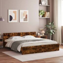 Berkfield Home Bed Frame without Mattress Smoked Oak 180x200 cm Super King in Brown - thumbnail 2