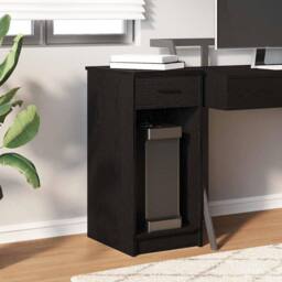 Berkfield Home Computer Tower Stand with Drawer Black 35x45x77 cm - Size: 35 x 45 x 77 cm - thumbnail 3