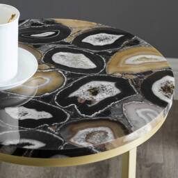 "VOGREX 1 Pack 16"" Faux Stone Round Glam Side Coffee Bedside Table" - thumbnail 3