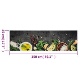 Berkfield Home Kitchen Rug Washable Spices 45x150 cm Velvet in Grey - thumbnail 5