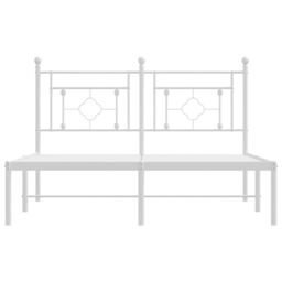 Berkfield Home Metal Bed Frame without Mattress with Headboard White 135x190cm - Size: 135x190 cm - thumbnail 5