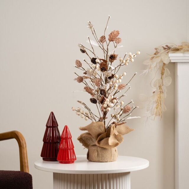 Scottish Everlastings Ltd 60cm Faux Holly Tree in Beige - image 1