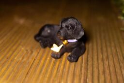 Marco Paul Puppy Statue with butterfly Solar Light in Black - thumbnail 4
