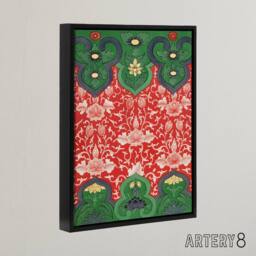"Artery8 Owen Jones Arabesque Floral Red Green Pattern Framed Canvas Art Print - Size: W12"" x H16""" - thumbnail 2