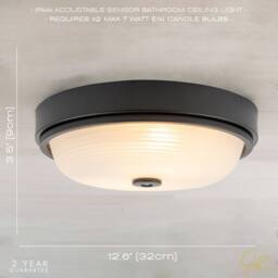 Happy Homewares Sensor IP44 Bathroom Ceiling Light Fitting with Multi Functions in Black - thumbnail 7