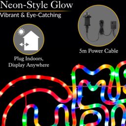 Christow Merry Christmas Sign Rope Light Outdoor Christmas Decoration LED Xmas Silhouette 1m (S) or 185cm (L) - Size: Small - thumbnail 3