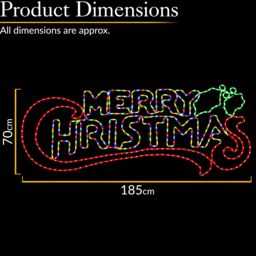 Christow Merry Christmas Sign Rope Light Outdoor Christmas Decoration LED Xmas Silhouette 1m (S) or 185cm (L) - Size: Small - thumbnail 6
