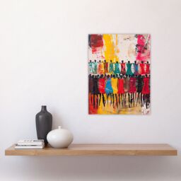 "Artery8 Traditional African Choir Colourful Oil Painting Wall Art Print - Size: W12"" x H16""" - thumbnail 4