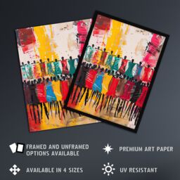 "Artery8 Traditional African Choir Colourful Oil Painting Wall Art Print - Size: W12"" x H16""" - thumbnail 2
