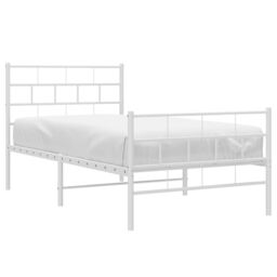Berkfield Home Metal Bed Frame with Headboard & Footboard White 90x200 cm - thumbnail 3