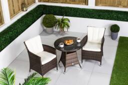 Thats Furniture Savannah Round Rattan Garden Bistro Table & Chairs Set 2 Seater in Brown - thumbnail 4