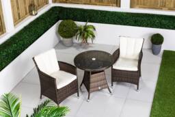 Thats Furniture Savannah Round Rattan Garden Bistro Table & Chairs Set 2 Seater in Brown - thumbnail 5